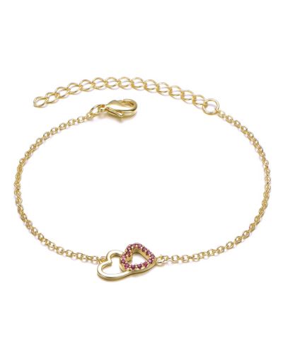 GiGiGirl Kids 14K Gold Plated Cubic Zirconia Heart Entwined Bracelet