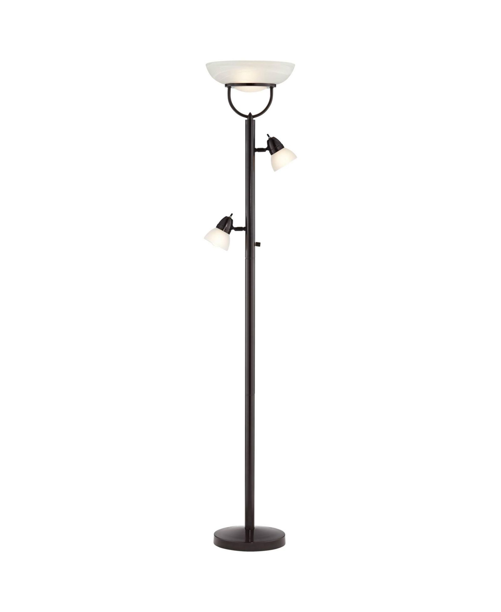 Possini Euro Design Modern Torchiere Floor Lamp 3-in-1 Design 70" Tall Tiger Bronze White Glass Shades for Living Room Reading Bedroom Office