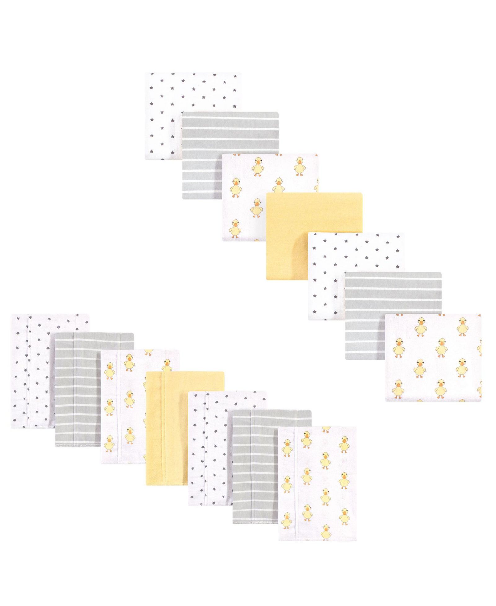 Hudson Baby Cotton Flannel Burp Cloths and Receiving Blankets, 14-Piece