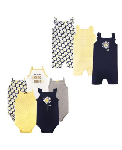 Hudson Baby Cotton Bodysuits and Rompers, 8-Piece