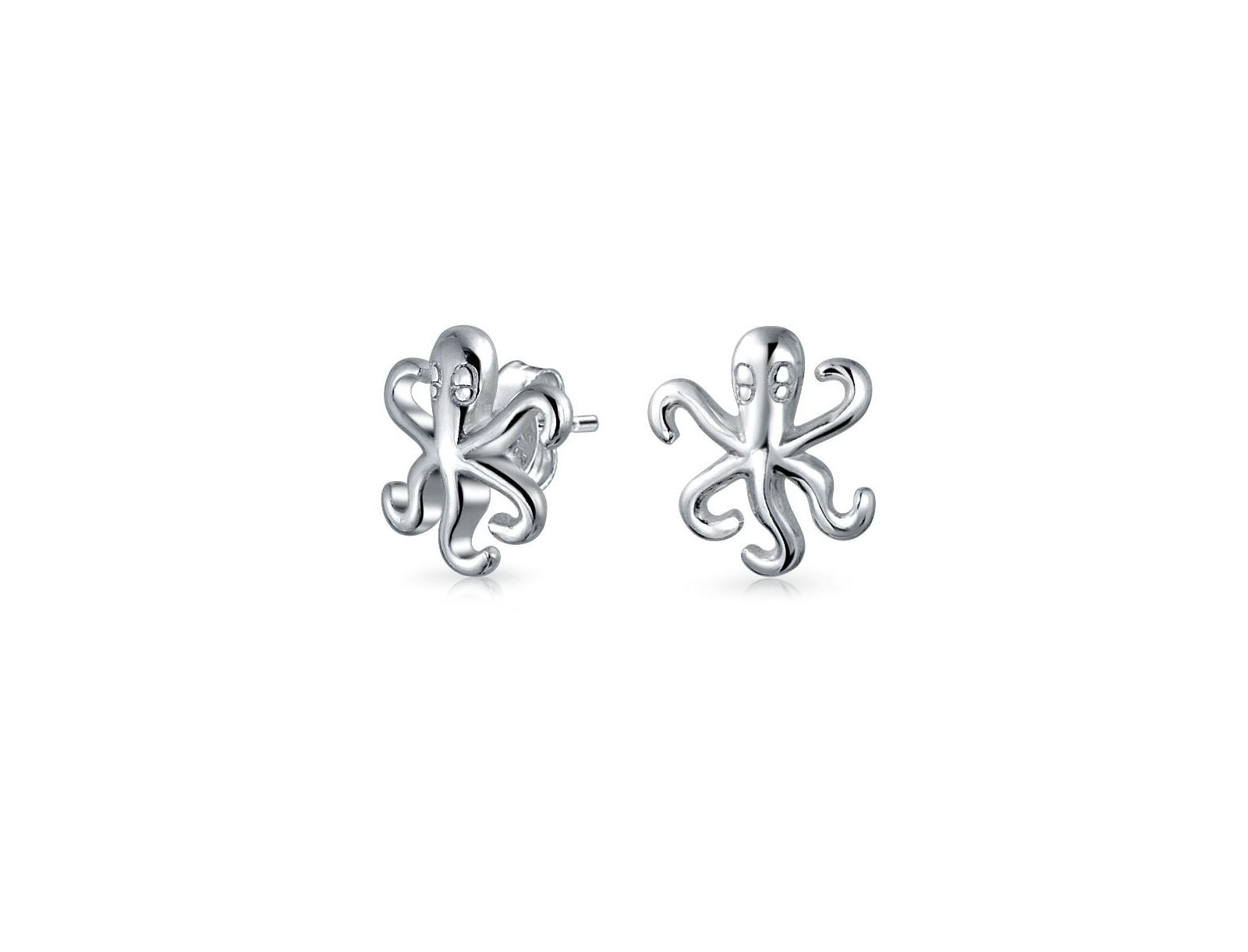 Bling Jewelry Nautical Sea Creature Squid Octopus and Lobster Stud Earrings Sterling Silver