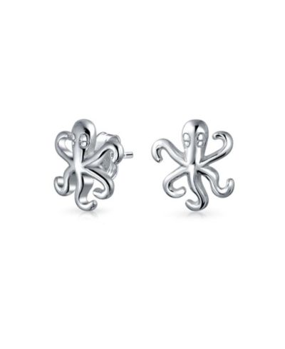 Серьги-гвоздики Bling Jewelry Nautical Ocean Marine Life Squid Octopus Sterling Silver