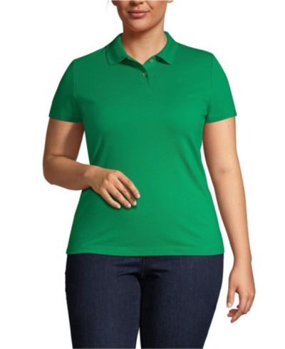 Lands' End Women's Plus Size Short Sleeve Basic Mesh Polo Shirt