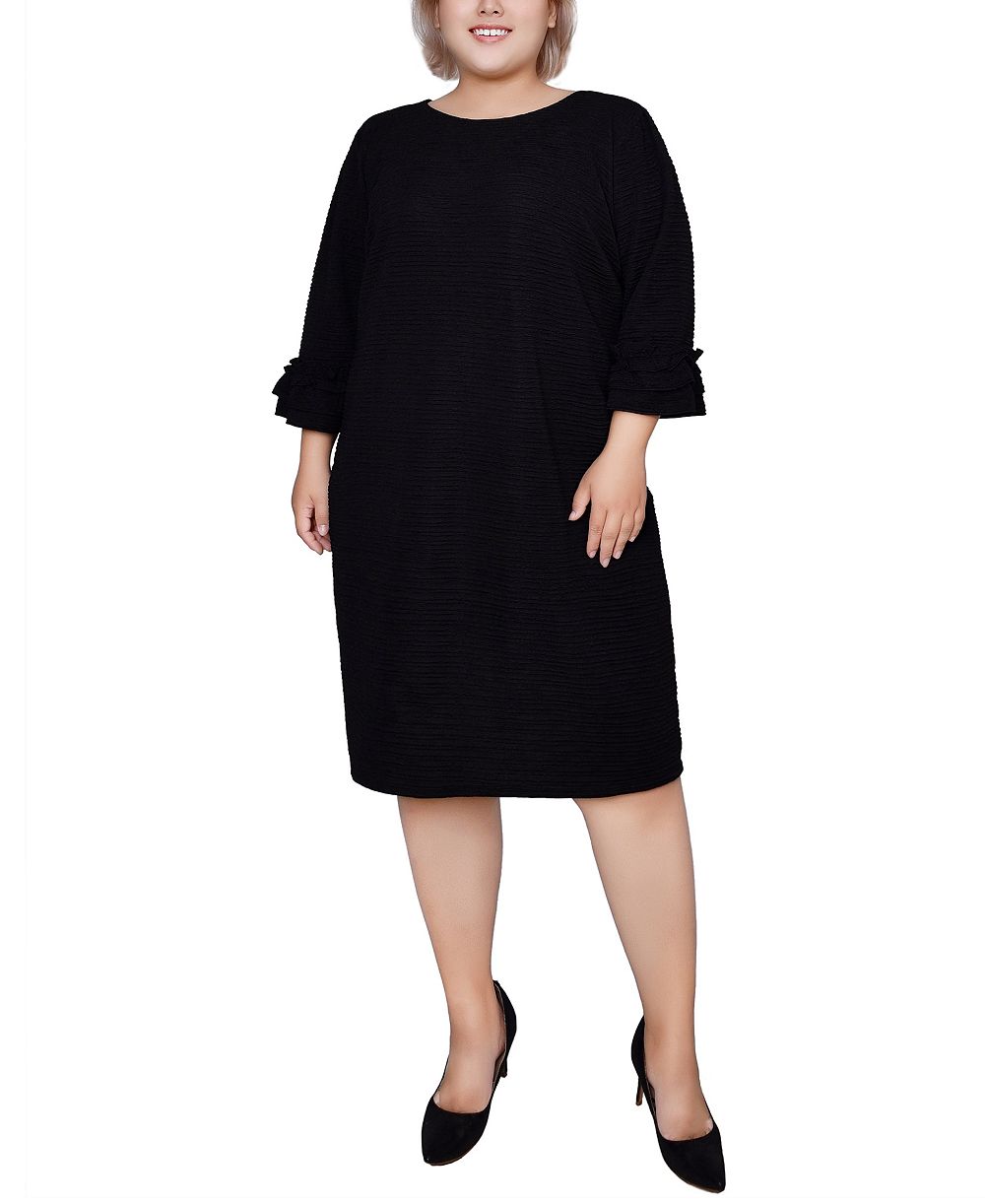NY Collection Plus Size трикотажное платье с текстурой и рукавом 3/4