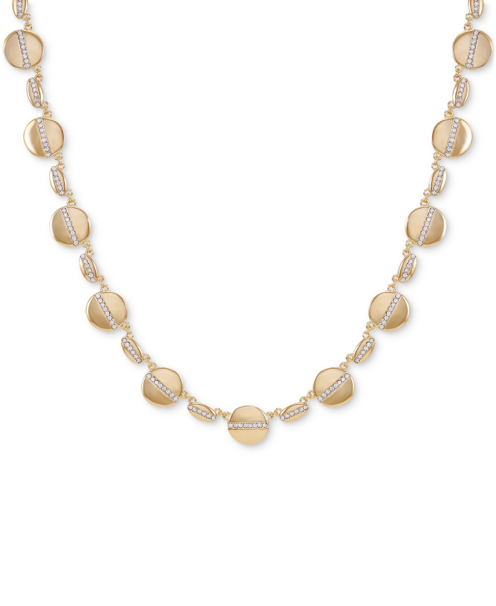 Vince Camuto Gold-Tone Pavé Multi-Coin Statement Necklace, 18" + 2" extender