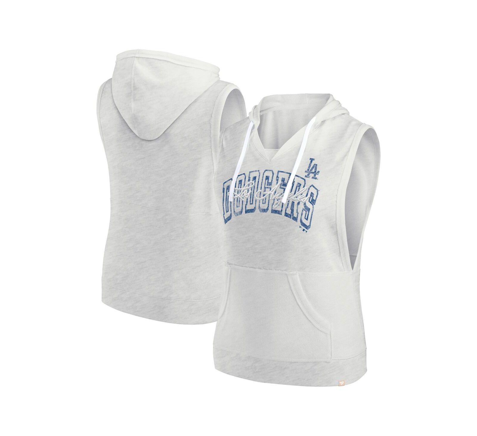Женское худи Fanatics Ash Los Angeles Dodgers Lounge Script Sleeveless Pullover