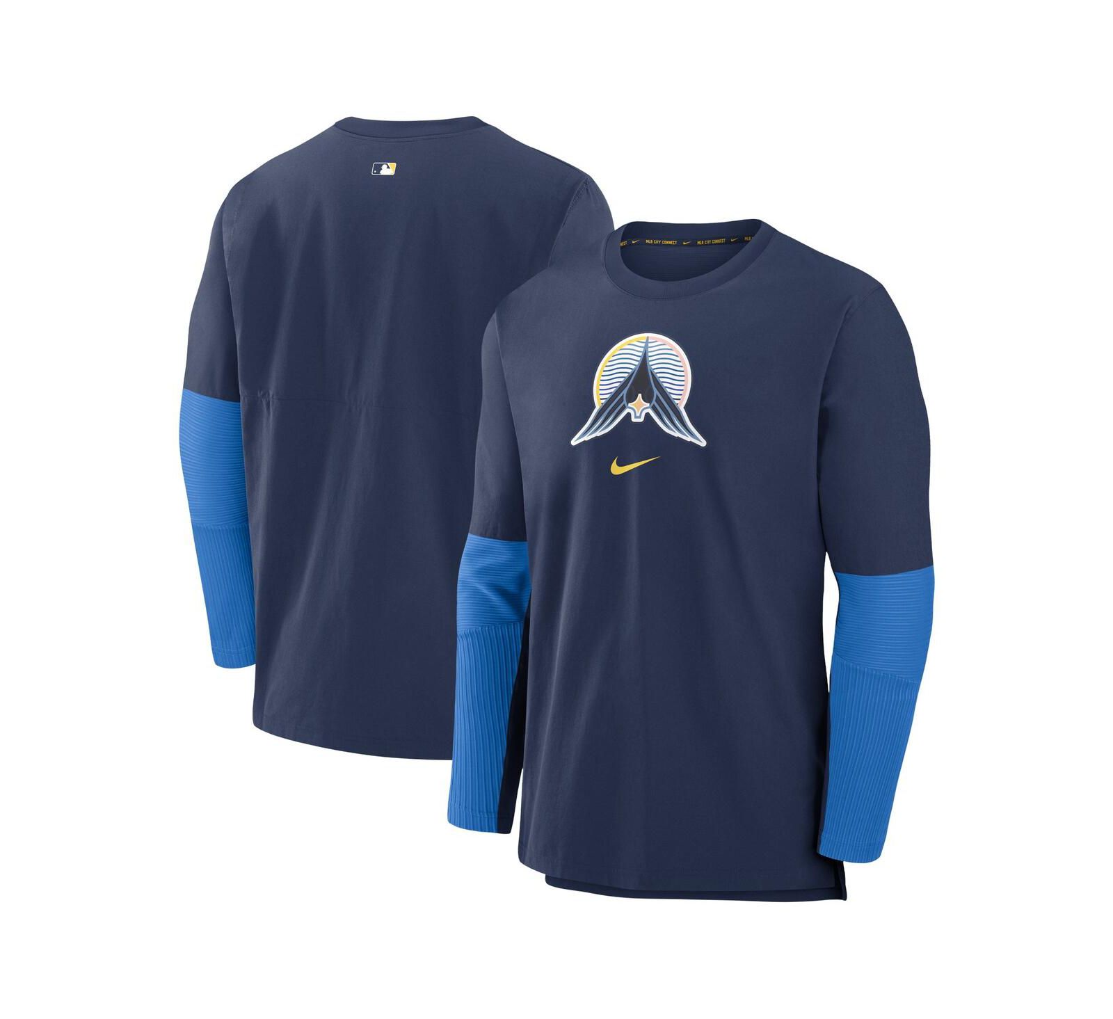 Свитшот Nike Men's Navy Minnesota Twins 2024 City Connect Authentic Collection Player Tri-Blend Performance Pullover Top