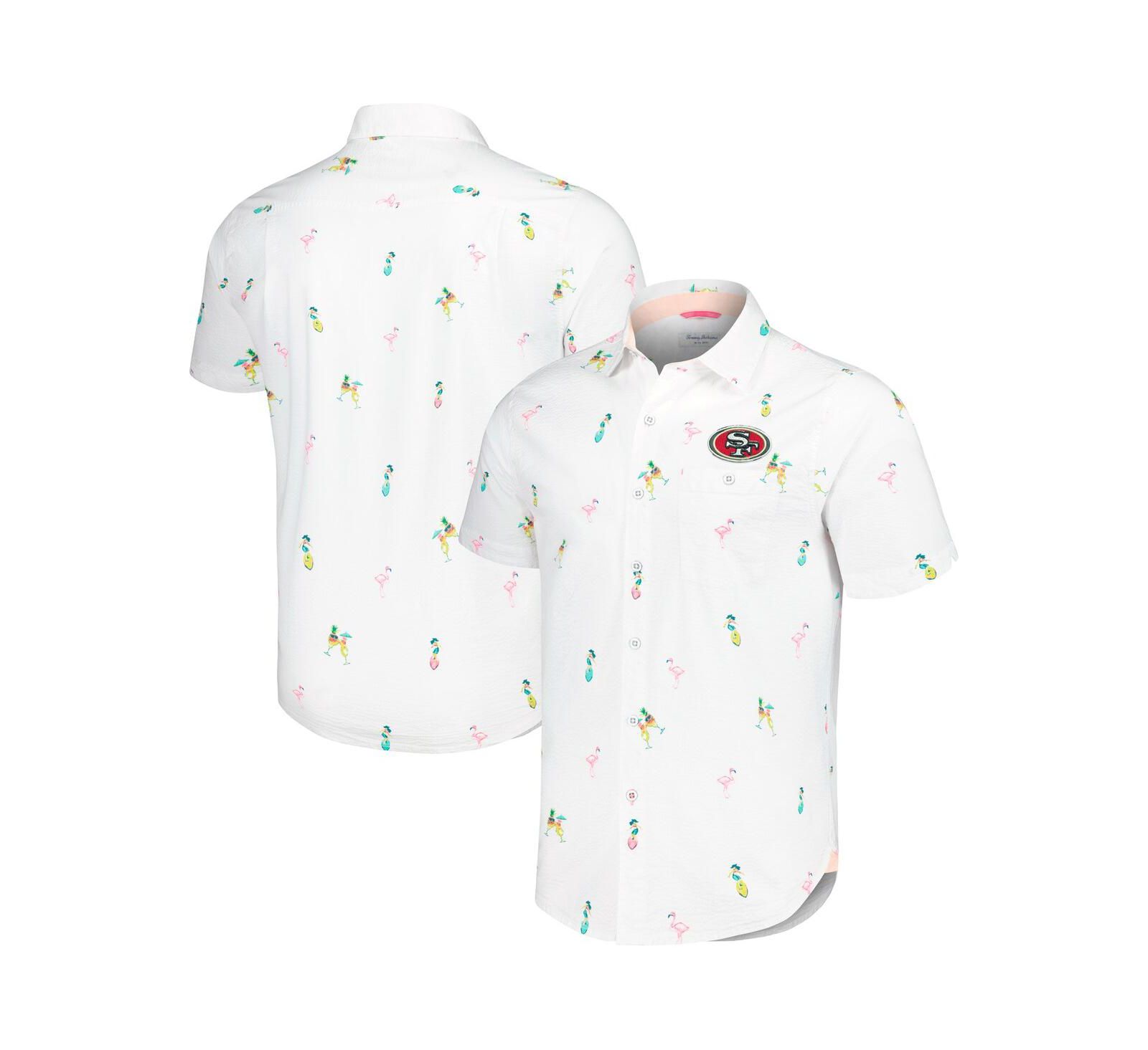 Tommy Bahama Men's White San Francisco 49ers Nova Wave Flocktail Button-Up Shirt