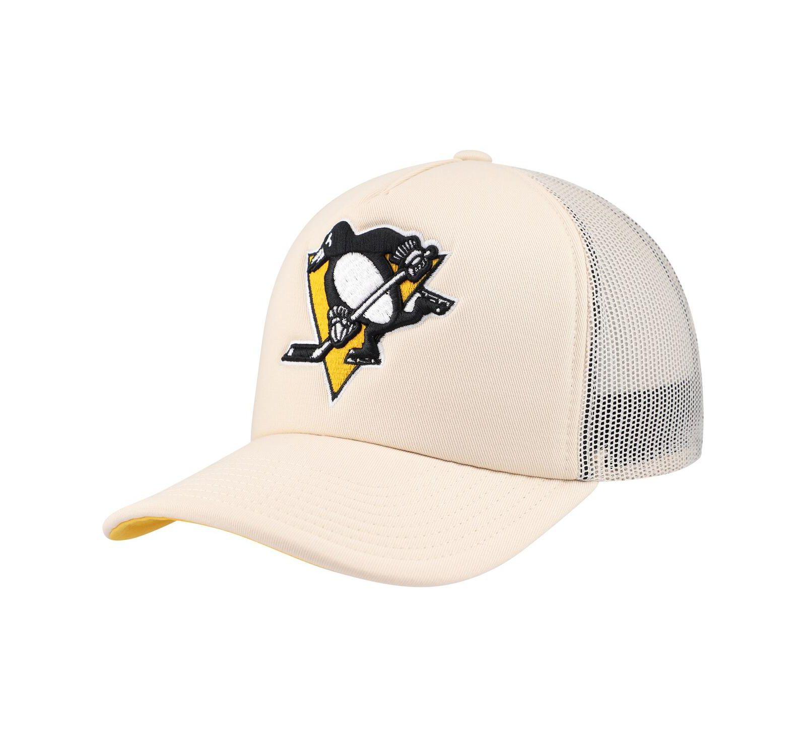 Мужская регулируемая кепка Mitchell & Ness Pittsburgh Penguins Foam Front Trucker, кремовый цвет