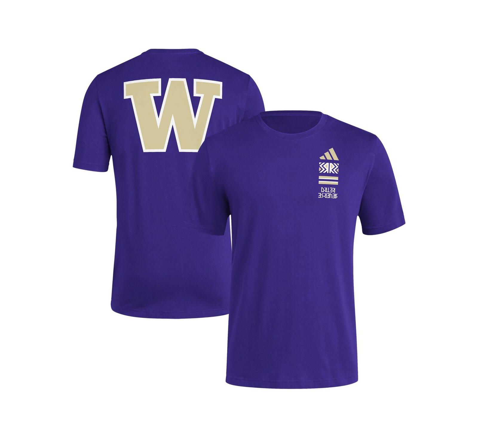 Adidas Men's Purple Washington Huskies Reverse Retro Baseball 2 Hit T-Shirt