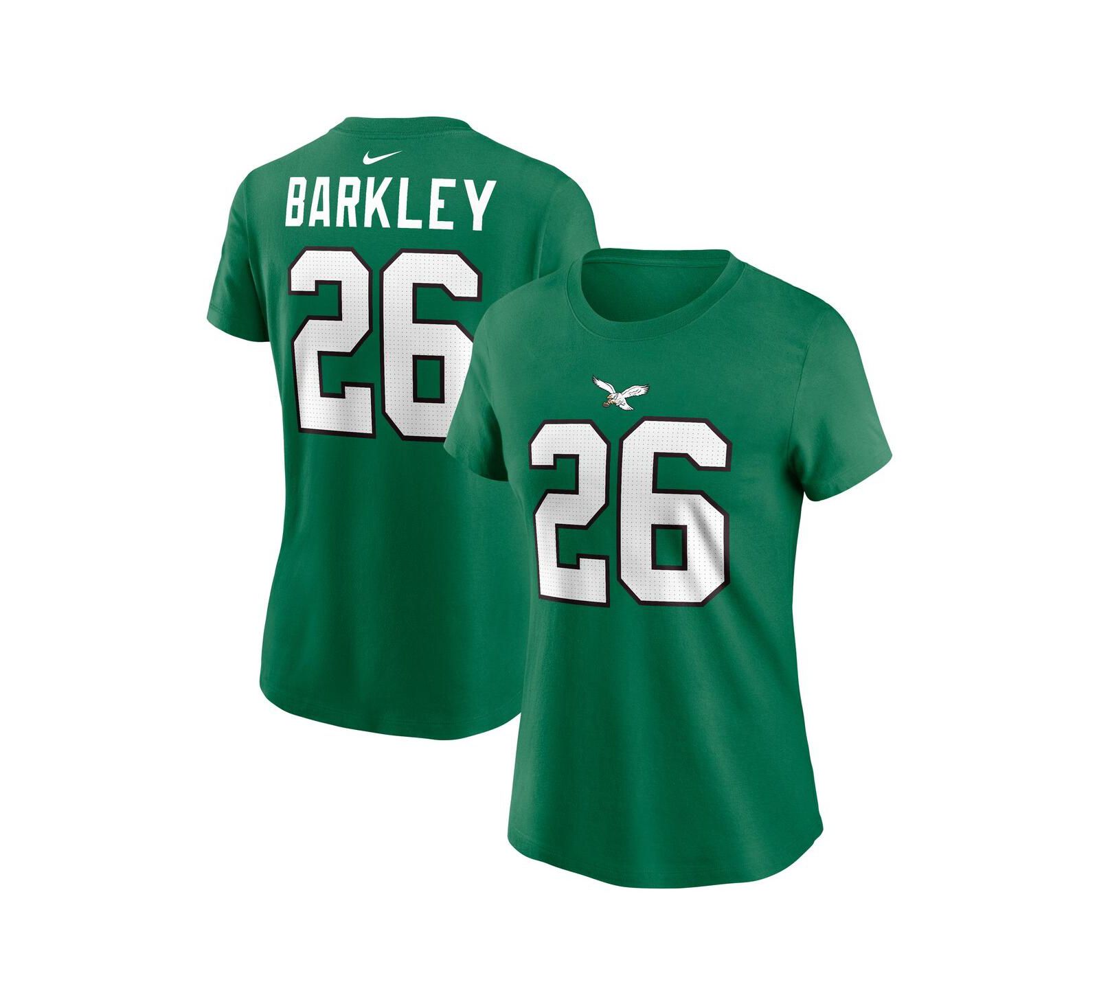 Nike Женская футболка Saquon Barkley Philadelphia Eagles с именем и номером, цвет Kelly Green