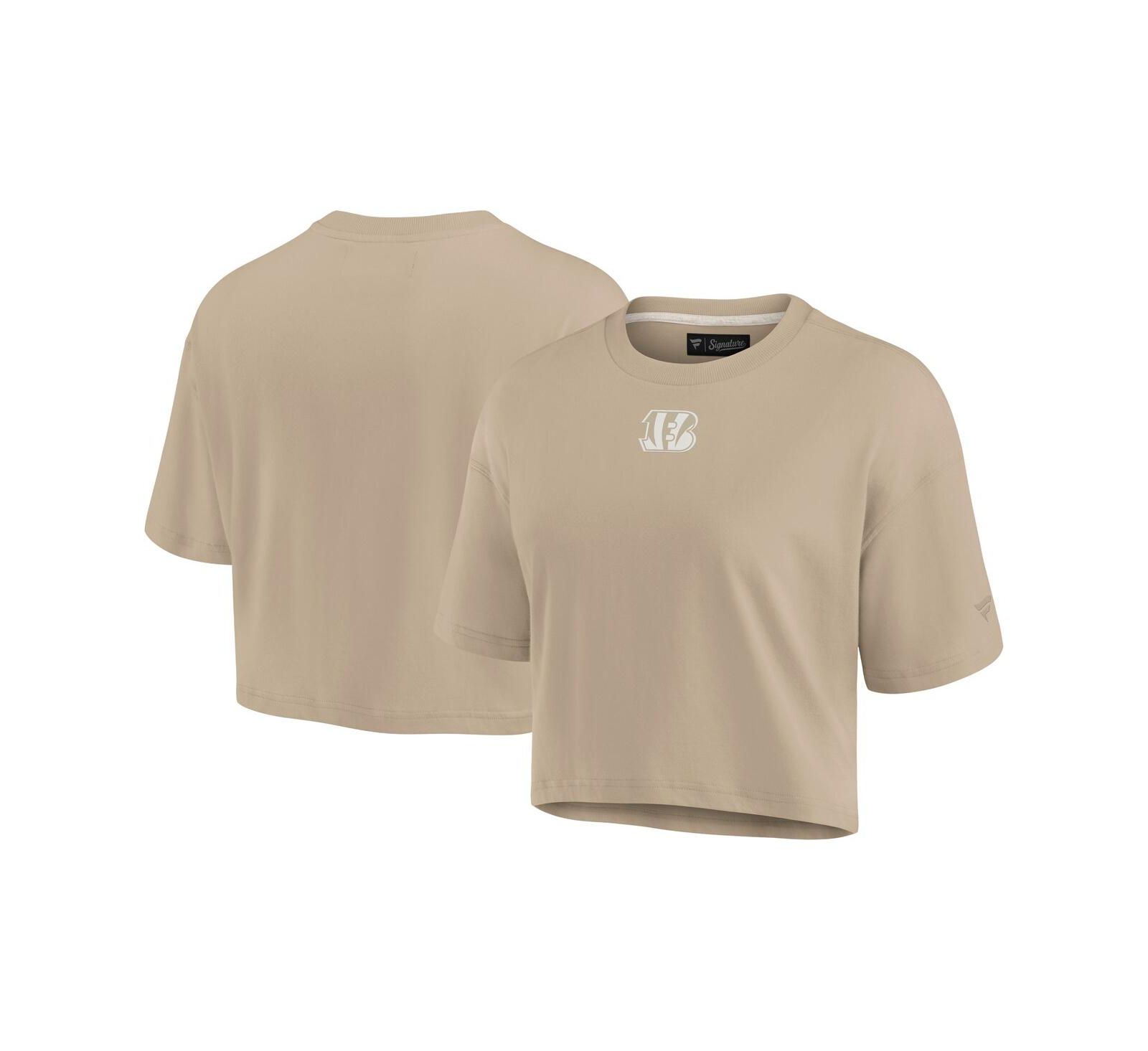 Женская укороченная футболка Fanatics Khaki Cincinnati Bengals Elements Super Soft Boxy Cropped