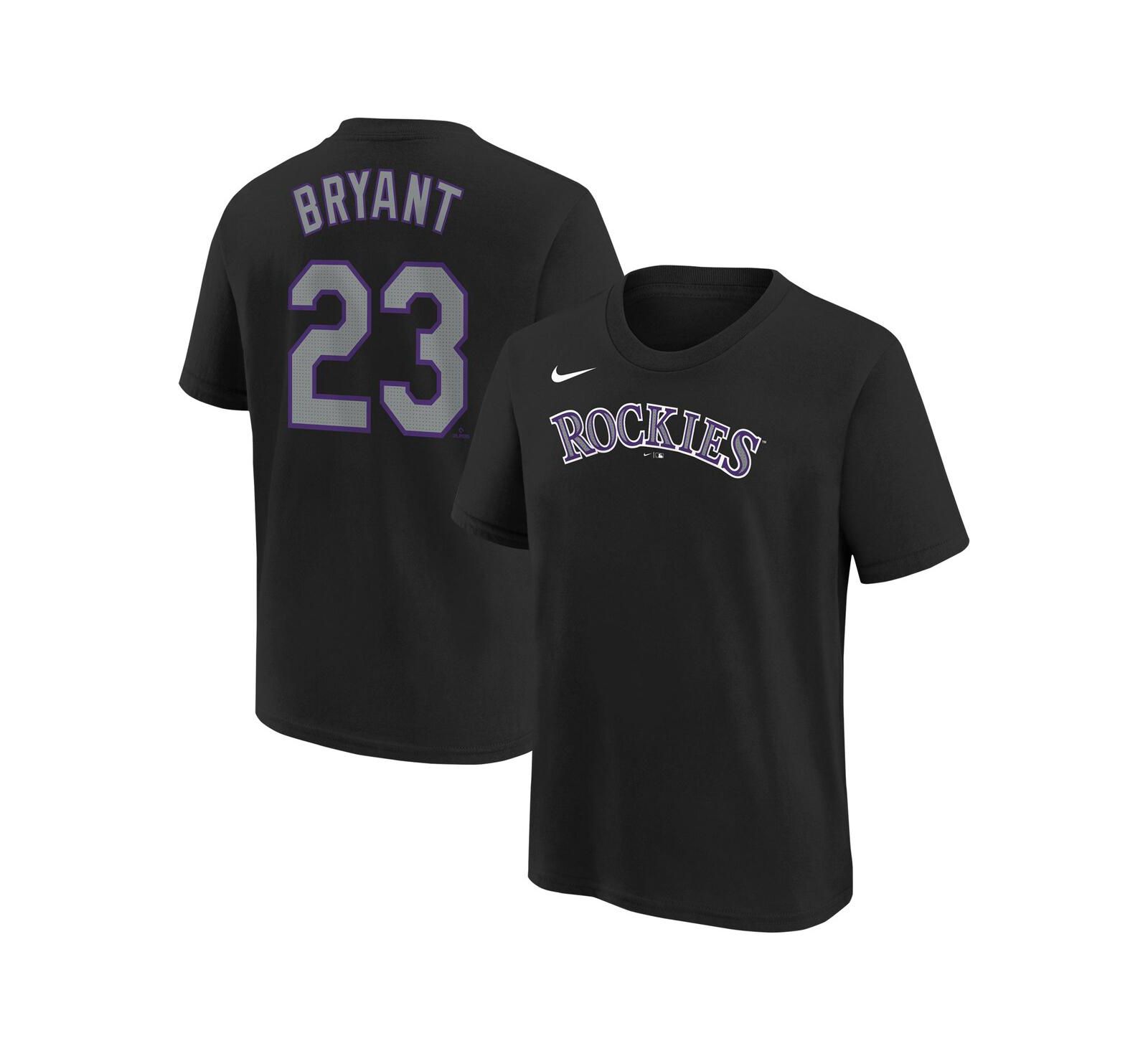 Nike Футболка Kris Bryant Colorado Rockies Home с именем и номером для мальчиков и девочек, черная