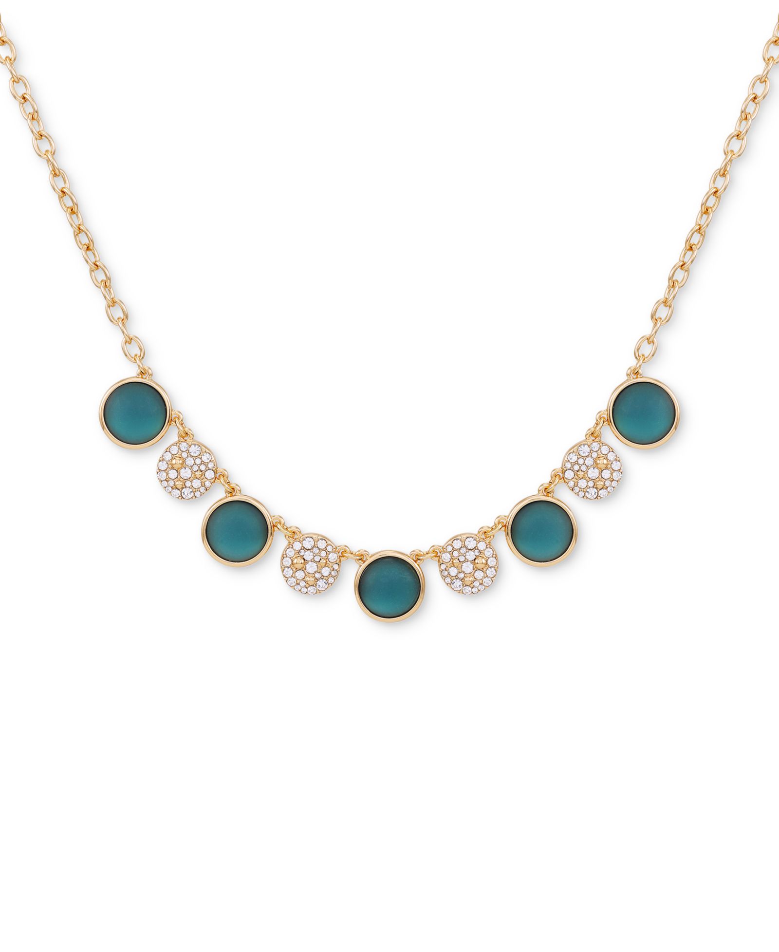 Ожерелье T Tahari Gold-Tone Pavé & Color Crystal Statement, 18" + 3" extender