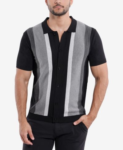 SPRING + MERCER Men's Stripe Short Sleeve Sweater Polo