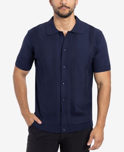 SPRING + MERCER Men's SPRING + MERCER Classic Ribbed Texture Polo Sweater Shirt