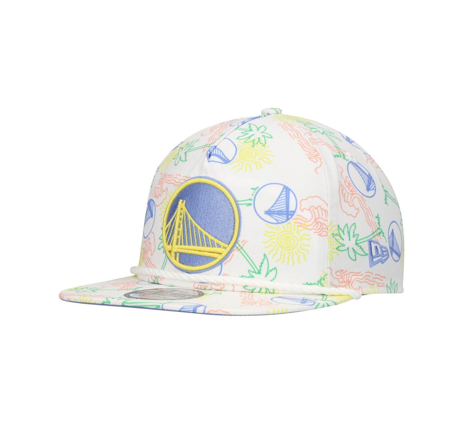 New Era Мужская белая кепка Golden State Warriors Palm Trees and Waves Golfer Adjustable