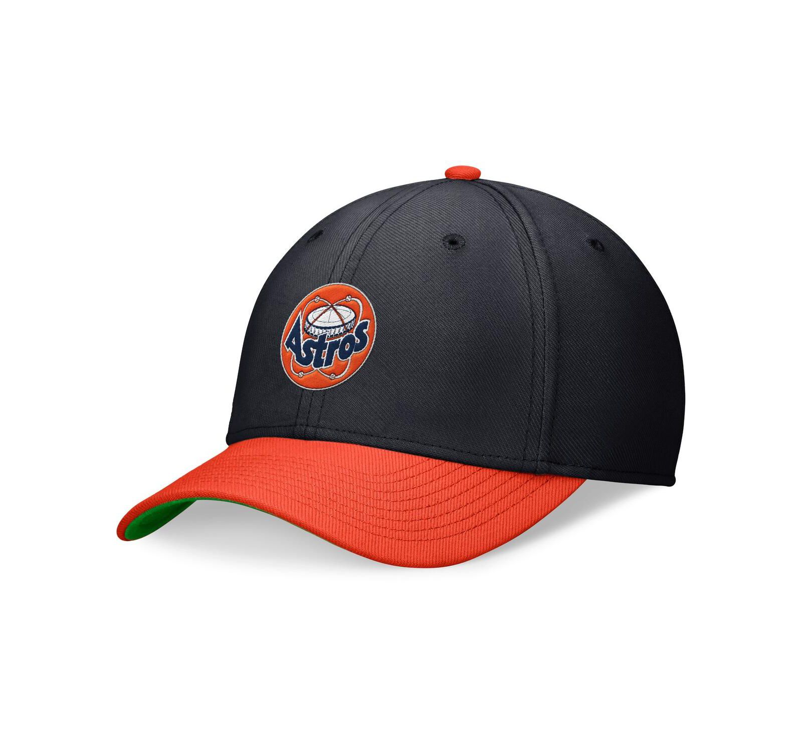 Мужская кепка Nike Navy/Orange Houston Astros Cooperstown Collection Rewind SwooshFlex Performance