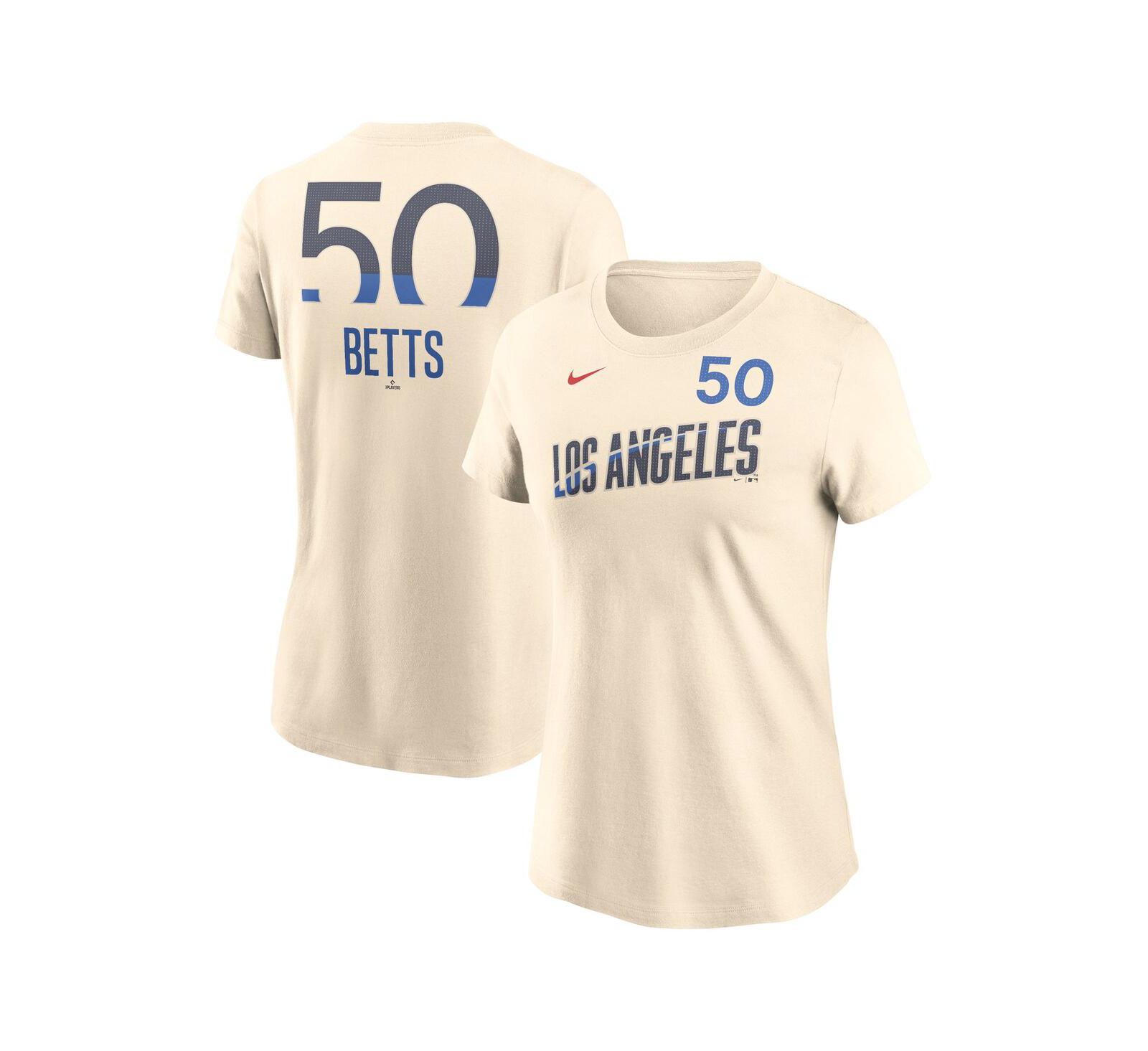 Nike Women's Mookie Betts Cream Los Angeles Dodgers 2024 City Connect Fuse Name & Number T-Shirt