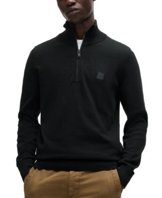 BOSS by Hugo Boss Мужской Logo-Patch Zip-Neck Sweater