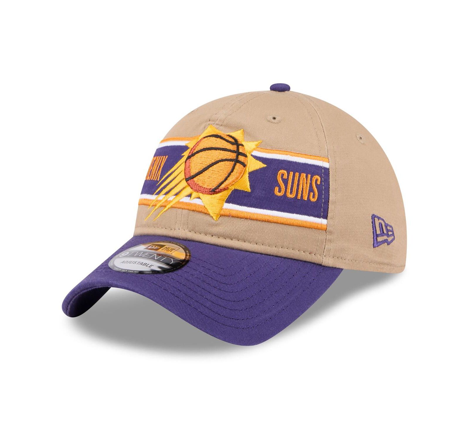 Мужская бейсболка New Era Tan/Purple Phoenix Suns 2024 NBA Draft 9TWENTY Adjustable