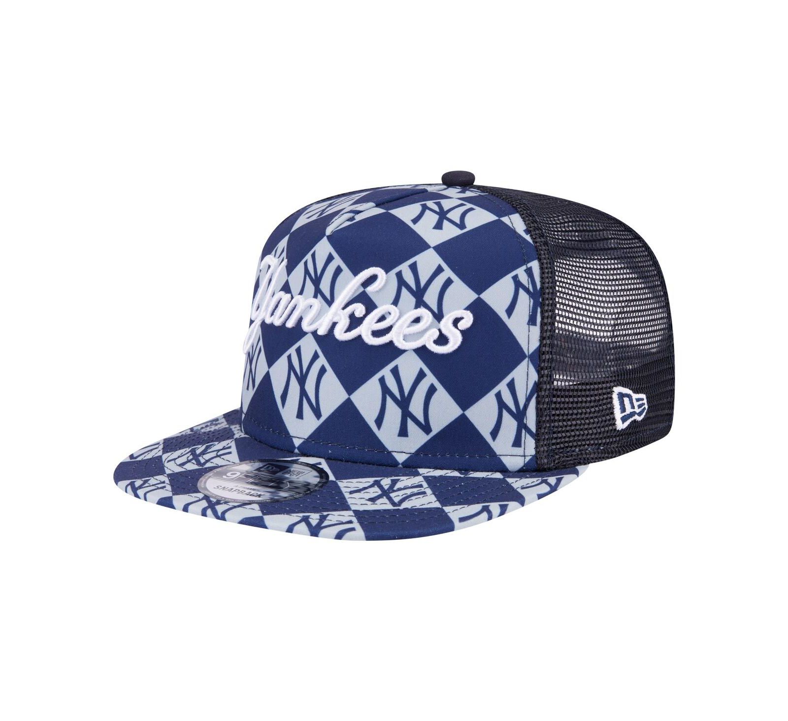 New Era Men's Navy New York Yankees Seeing Diamonds A-Frame Trucker 9FIFTY Snapback Hat