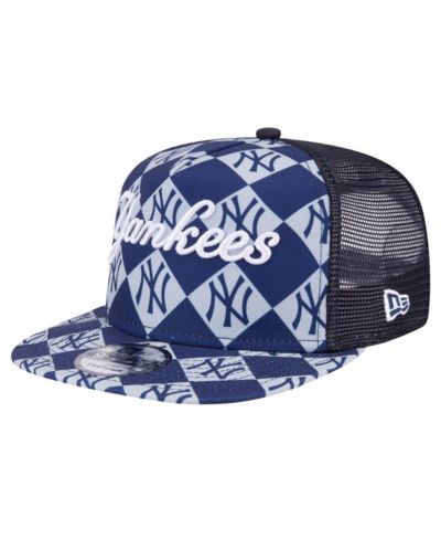 Мужская кепка New Era Navy New York Yankees Seeing Diamonds A-Frame Trucker 9FIFTY Snapback