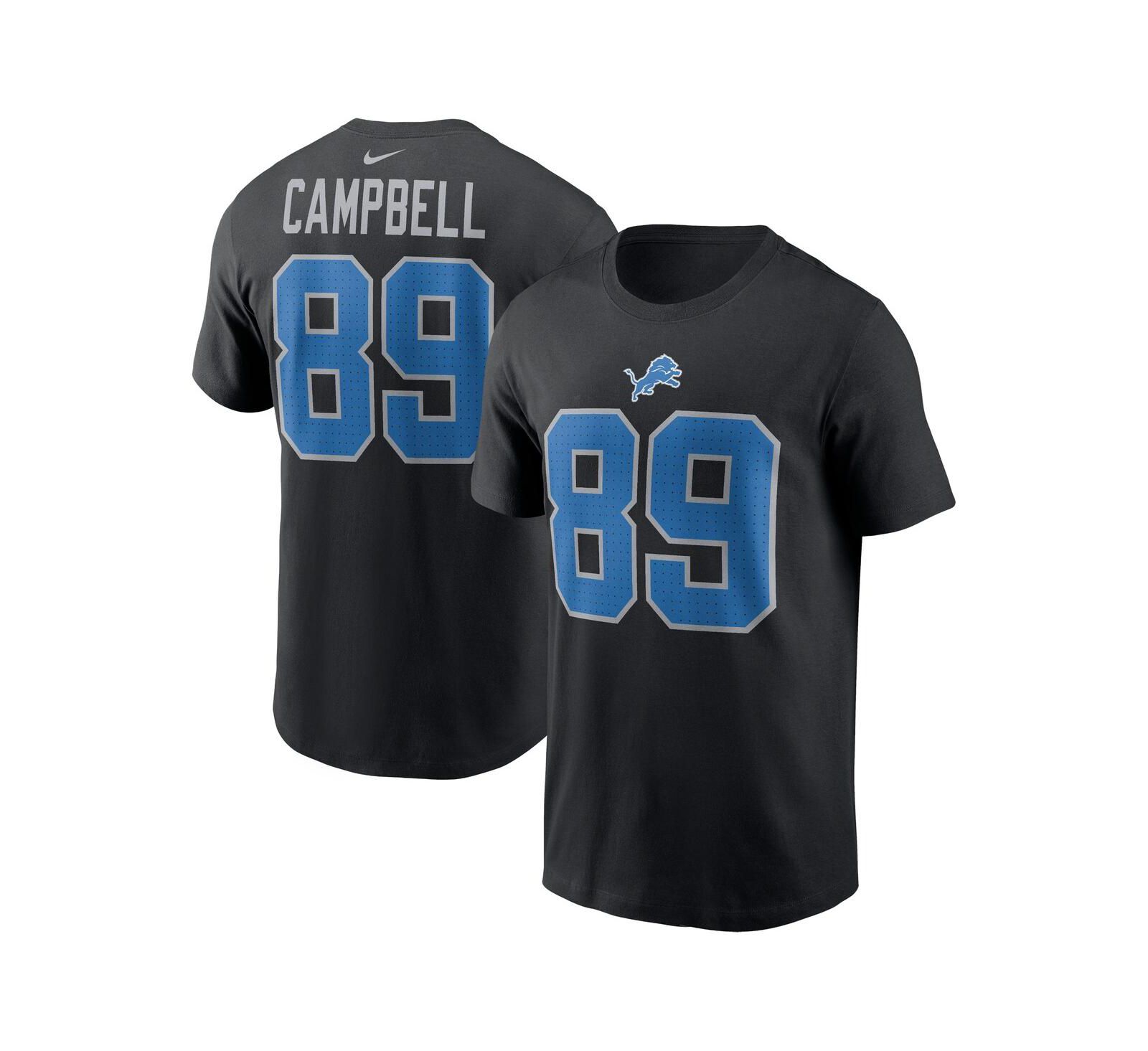 Мужская футболка Nike Dan Campbell Black Detroit Lions Retired Player Name & Number