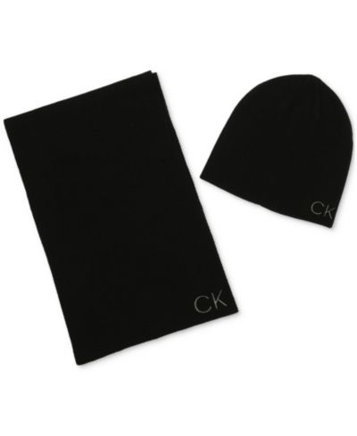 Calvin Klein Men's Logo Scarf & Beanie Set