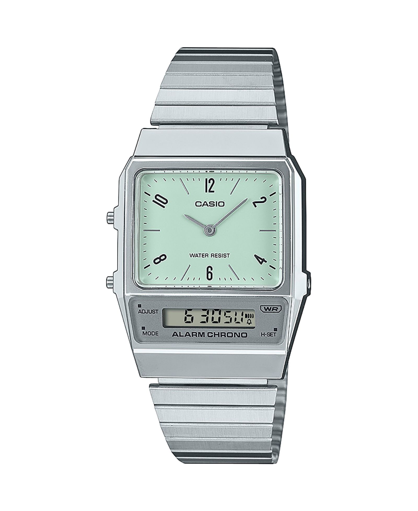 Casio Unisex Silver Tone Stainless Steel Watch, 32.1mm, AQ800E-3AVT