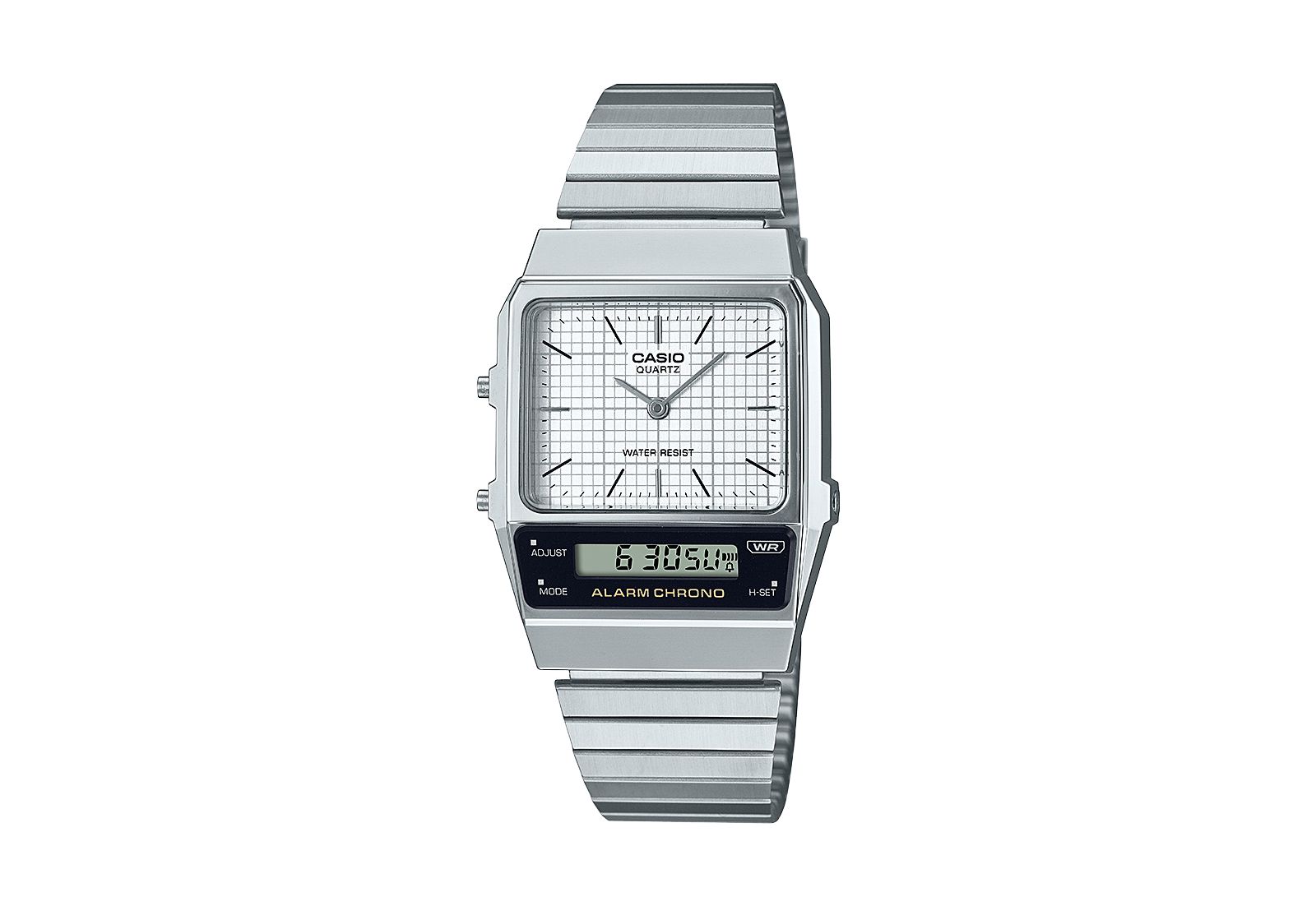 Casio Unisex Silver Tone Stainless Steel Watch, 32.1mm, AQ800E-7A2VT