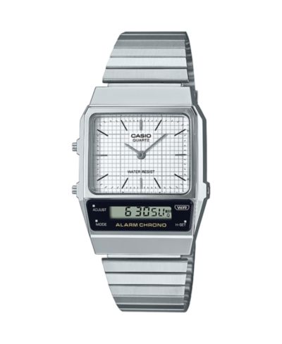 Casio Unisex Silver Tone Stainless Steel Watch, 32.1mm, AQ800E-7A2VT