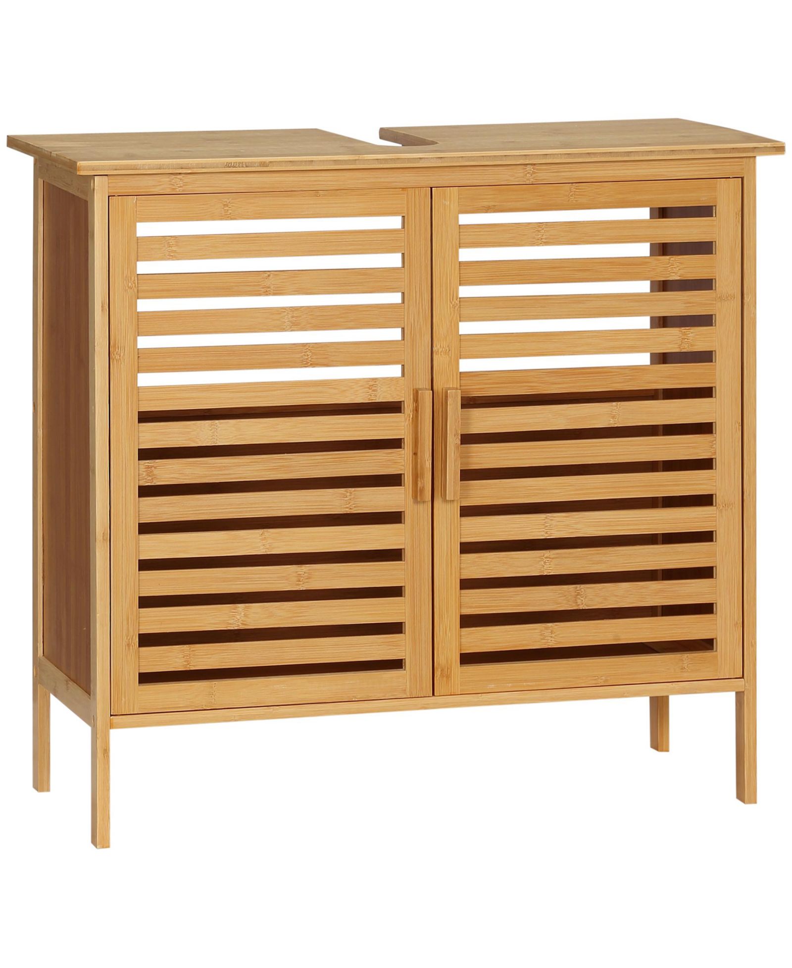 kleankin Bamboo Freestanding Under-Sink Bathroom Organizer Cabinet