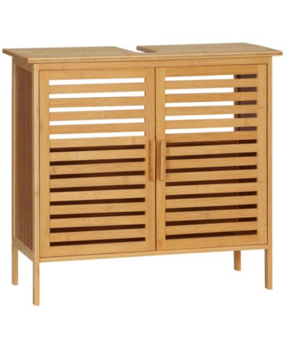 kleankin Bamboo Freestanding Under-Sink Bathroom Organizer Cabinet