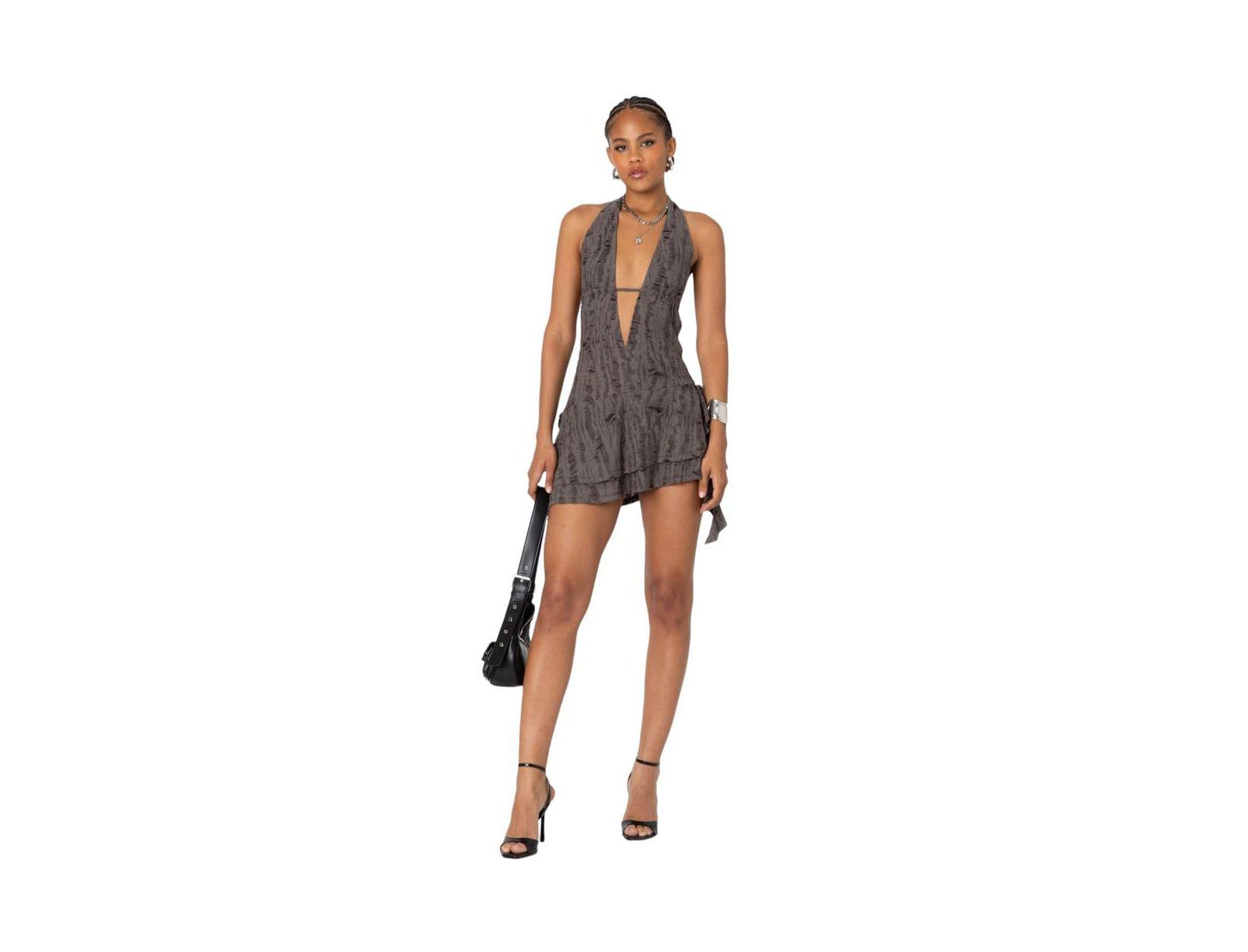 Женское мини-платье Edikted Shredded Backless Halter
