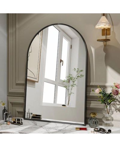 Зеркало на камин 24" x 36" Arched Mantle, Black-HOMLUX: Металлическая рама, настенное крепление