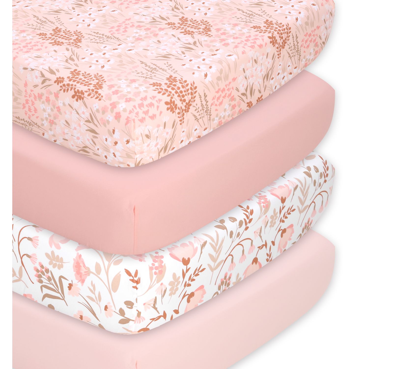 The Peanutshell Whimsical Floral Microfiber 4 Pack Crib Sheets