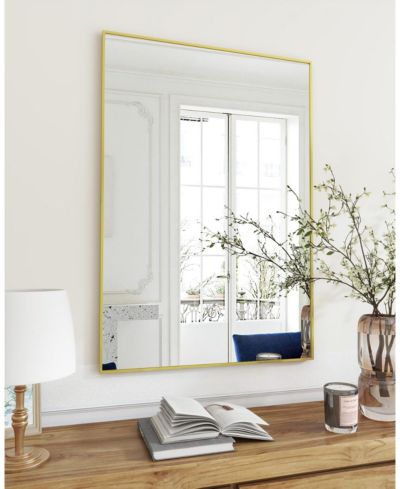 Прямоугольное настенное зеркало Homlux 24"x36" с золотой алюминиевой рамой