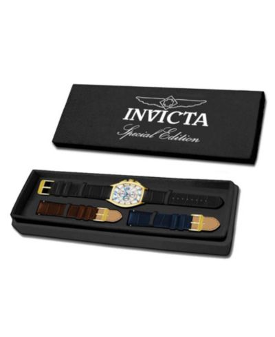 Invicta Мужские кварцевые часы Specialty Chronograph с белым циферблатом и кожаным ремешком