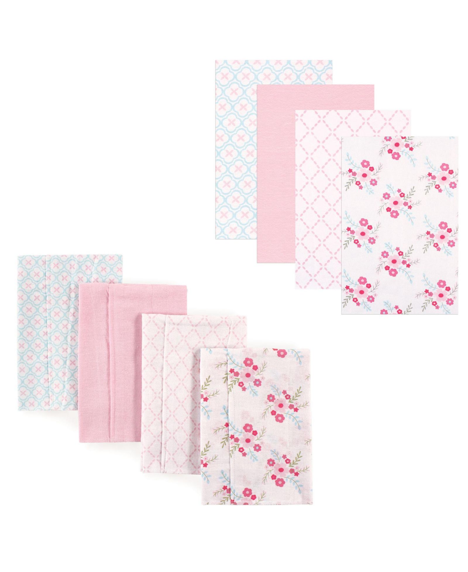 Luvable Friends Soft Cotton Flannel Essentials 8 Burp Cloths & Receiving Wraps