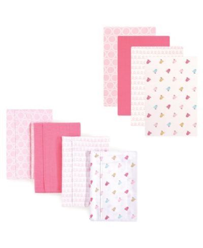 Luvable Friends Soft Cotton Flannel Essentials 8 Burp Cloths & Receiving Wraps