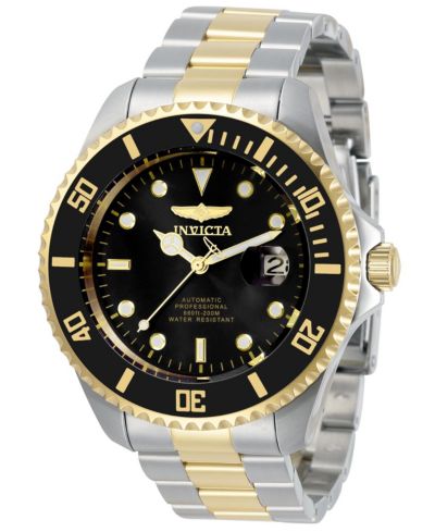 Мужские часы Invicta Pro Diver Automatic 3 Hand с черным циферблатом и стальным браслетом