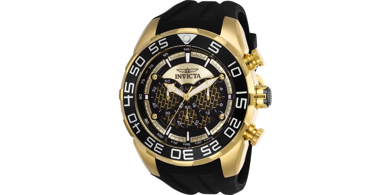 Invicta Men's Speedway Quartz Multifunction Black, Gold Dial Silicon Watch