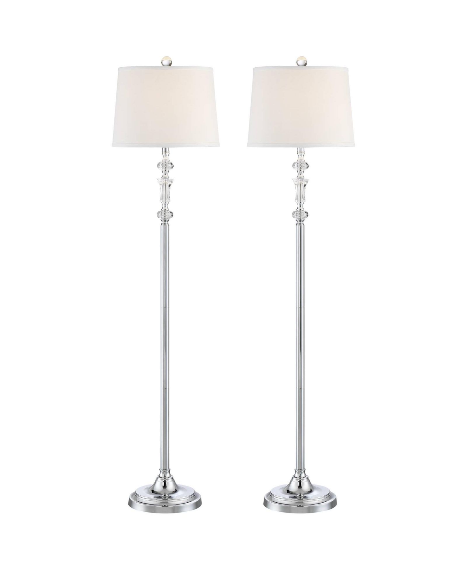 Настольная лампа 360 Lighting Montrose Modern, 61" Tall, комплект из 2 шт., полированная сталь, хрустальное стекло, тканевый абажур
