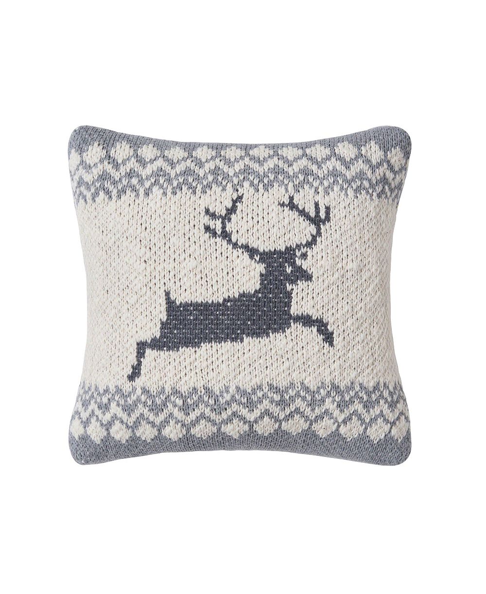 C&F Home Leaping Deer Knitted Pillow Decor Decoration Christmas Knitted Small/Petite Accent Pillow, 10" x 10"
