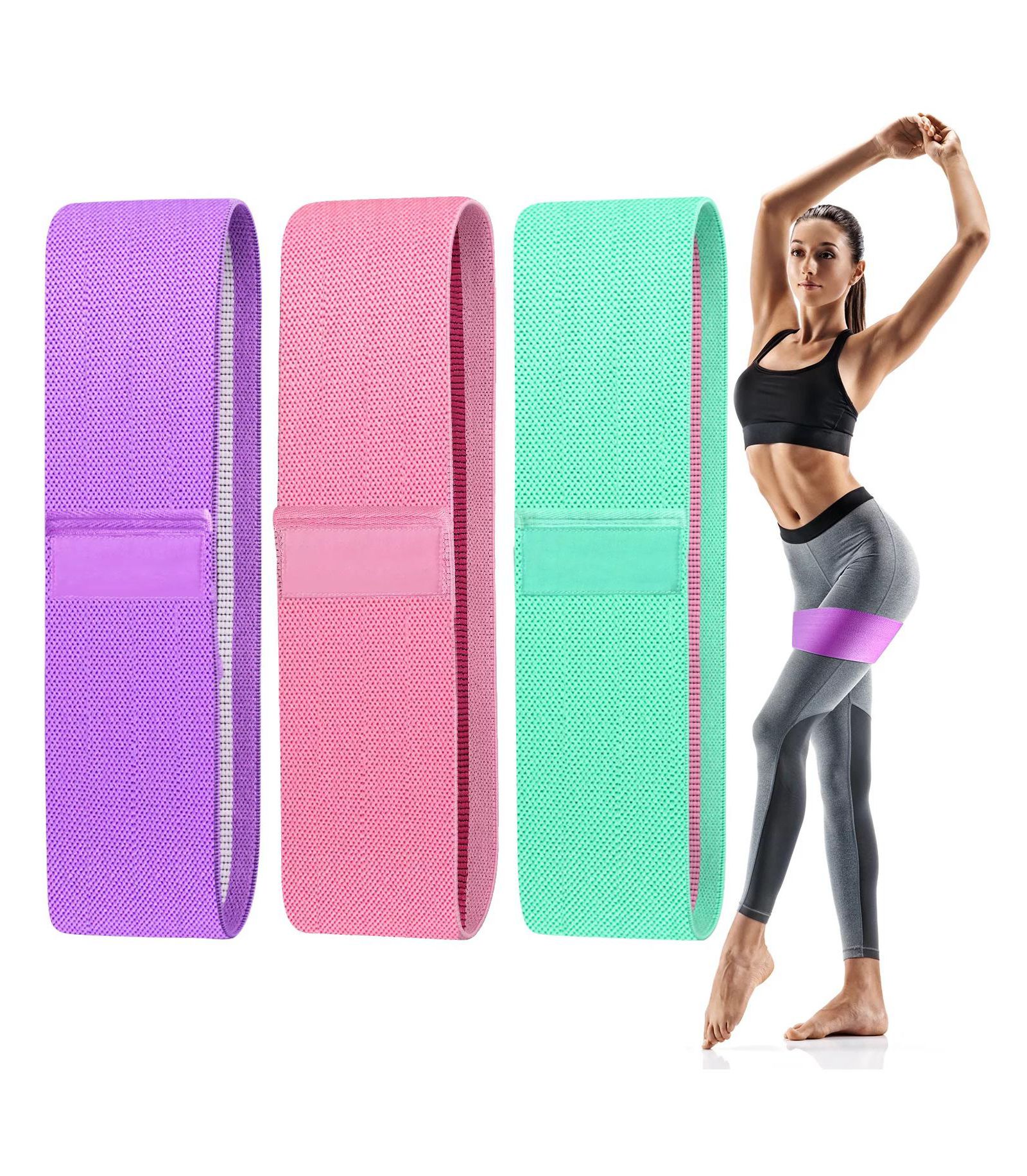 Resistance Loop Exercise Bands Set Elastic 3 Levels