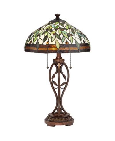 Настольная лампа Robert Louis Tiffany Traditional, бронза, стекло с листьями и лозой