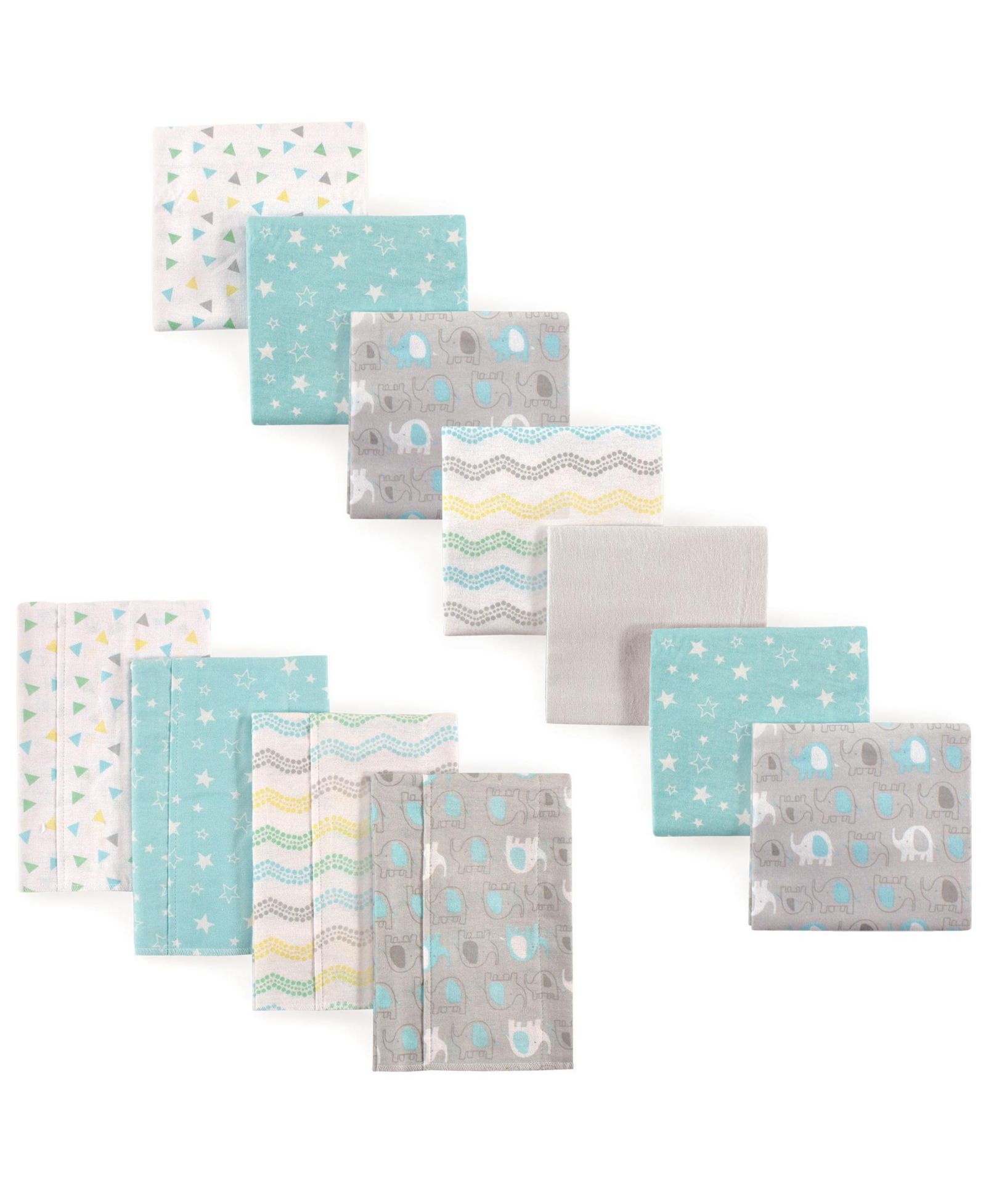 Luvable Friends Cotton Flannel Burp Cloths and Swaddle Wraps, 11-Count