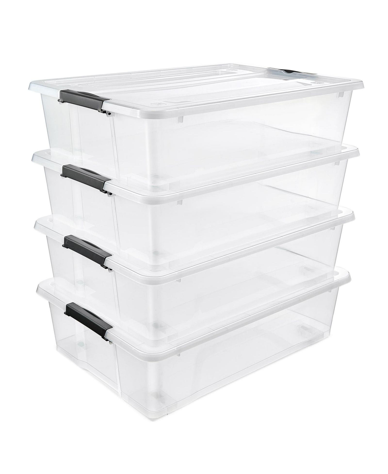 Sorbus Clear Plastic 40qt Underbed Storage Containers with Wheels, Snap Lock Lids and Handles
