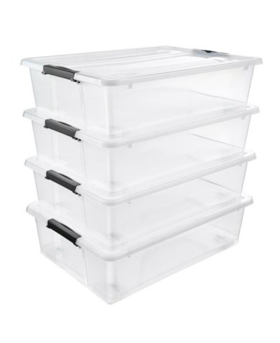 Прозрачные пластиковые контейнеры для хранения под кроватью Sorbus 40qt с колесами, крышками с защелкой и ручками